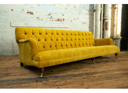 Classic Chesterfield Sofa 4 Seater Sofas Couches Leather Yellow Design Upholstery