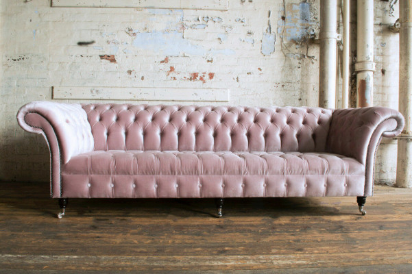 Chesterfield Couch xxl big sofa couchen velvet Leather Textile Upholstery 4 Seater new