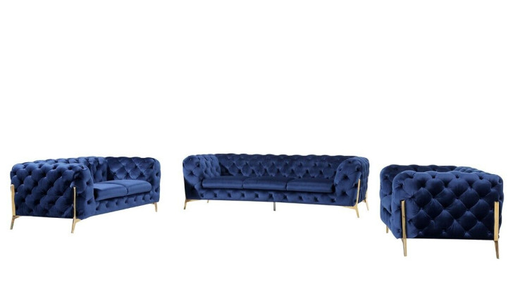 Luxury Textile Fabric Sofa Couch Upholstery Seat 3+1 Suite Chesterfield Sets