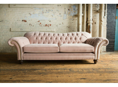 Classic Chesterfield Couch 4 Seater Sofa Couch Velvet Leather Design Pink 240cm
