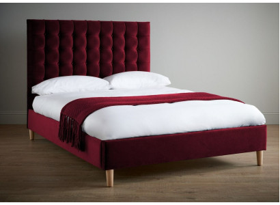 Red Luxury Velvet Textile Bed Double Design Chesterfield 180x200cm Beds new