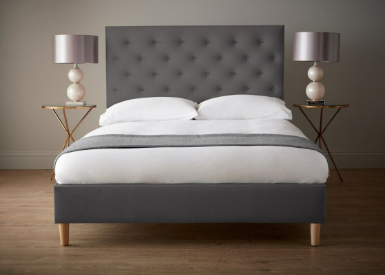 Bed Upholstery Design Luxury Double Hotel Beds Sleep Room Chesterfield Gray