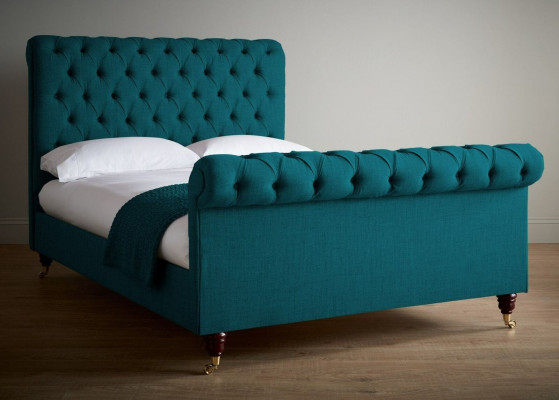 Turquoise Chesterfield Double bed Designer Bedroom upholstered beds