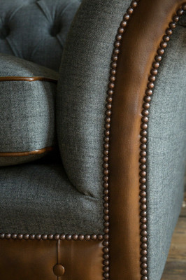Chesterfield Sofa Couch Upholstery Sofas Couches Four Seater Fabric 265cm Seat Pad