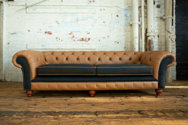 Brown Chesterfield Couch 4 Seater Sofa Couches Velvet Leather Design