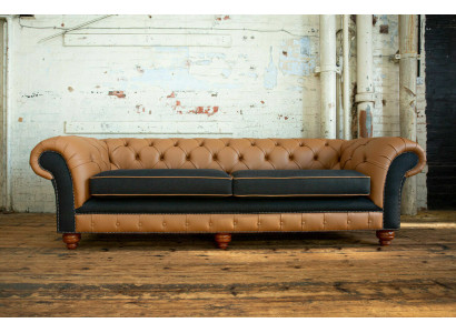 Brown Chesterfield Couch 4 Seater Sofa Couches Velvet Leather Design