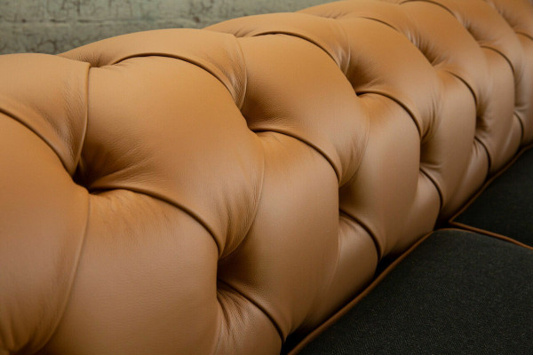 Brown Chesterfield Couch 4 Seater Sofa Couches Velvet Leather Design