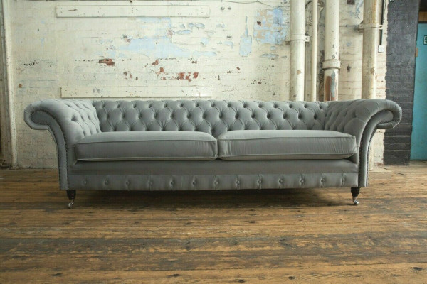 Chesterfield 4 Seater Upholstery Couch Modern Style Leather Fabric Sofa Couches Textile
