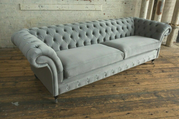 Chesterfield 4 Seater Upholstery Couch Modern Style Leather Fabric Sofa Couches Textile