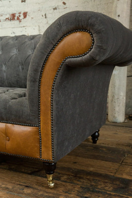 Gray-brown Chesterfield Couch Designer 4-Seater Luxury Couches