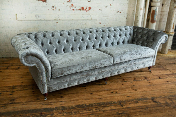 Chesterfield Gray Poslter Four Seater Designer 4-Seater Couch