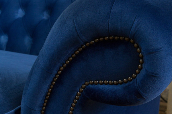 Classic Chesterfield Couch 4 Seater Sofa Couch Velvet Leather Blue Design Upholstery