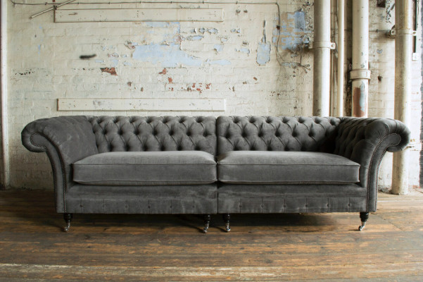 Classic Chesterfield Sofa 4 Seater Design Sofas Upholstery Couches Leather Brown