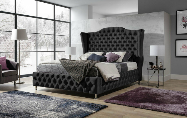 Black Bed Chesterfield Upholstery Double bed Luxury Bedroom Design Beds