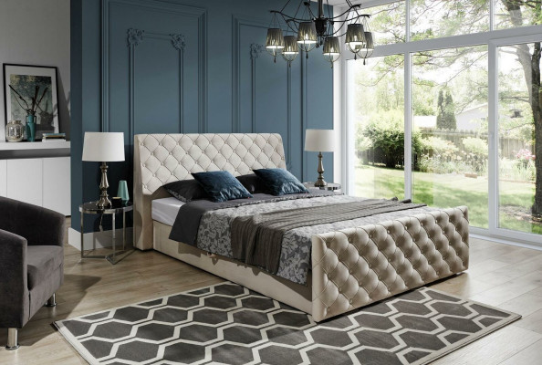 Chesterfield Bed Beds Leather 180x200cm Upholstery Marriage Design Leather Hotel Furniture