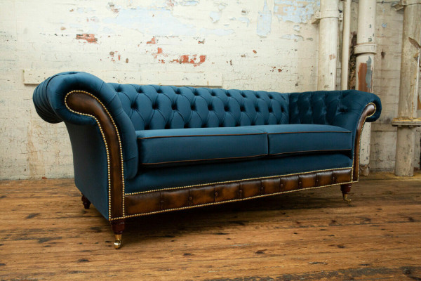 Blue e Chesterfield Fabric Sofa Couch Couches Sofa Seat Sofas Upholstery Textile new