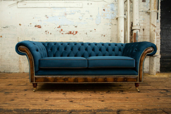 Blue e Chesterfield Fabric Sofa Couch Couches Sofa Seat Sofas Upholstery Textile new