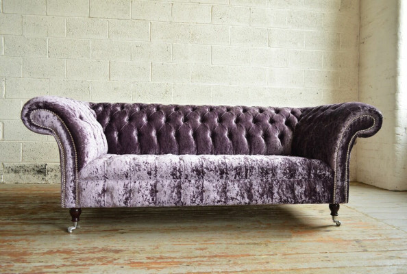 Stylish purple chesterfield three seater luxury living room 3 seater couch