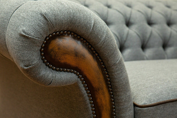 Gray-brown Chesterfield Couch Designer Living room 3-Seater Sofa