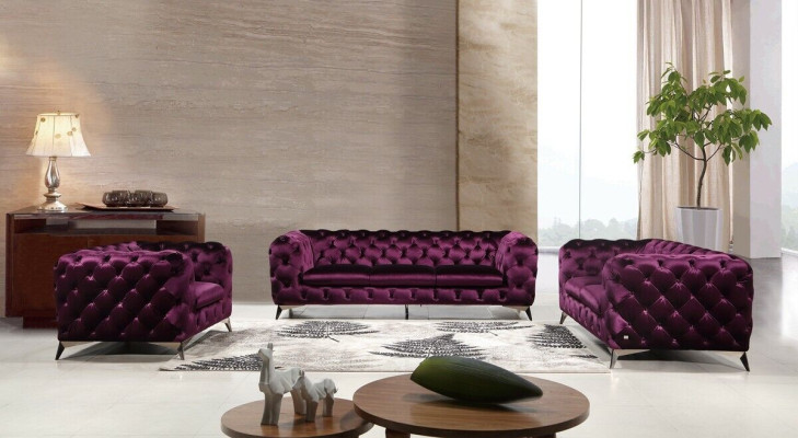 Luxury Textile Fabric Sofa Couch Upholstery Seat 3+1 Suite Chesterfield Sets