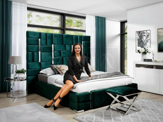 Upholstered bed Double bed Designer Bed Marriage bed Bedroom Velvet bed Fabric Beds