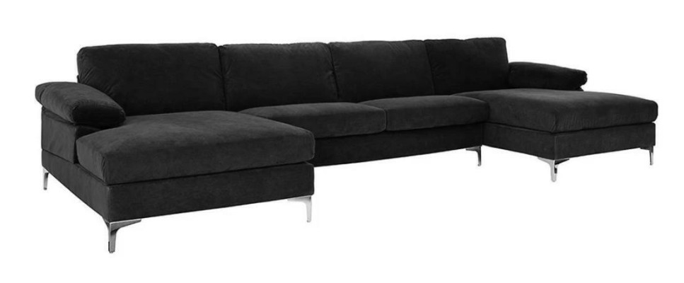 Green U-shape Corner sofa Living landscape Couch Corner suite Design