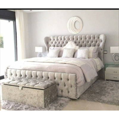 Designer Bed Bedroom Beds Textile Leather Hotel Luxury Upholstery Velvet