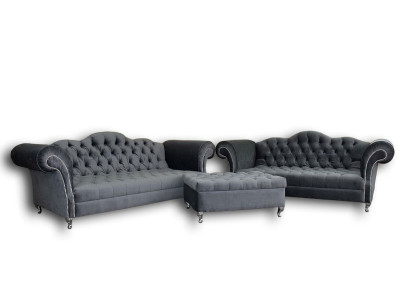 Sofa set 3+2 seaters + Stool Chesterfield Sofa Fabric Leather Couches Sofa set 3+2 seaters + Stool Chesterfield Sofa Fabric Leather Couches
