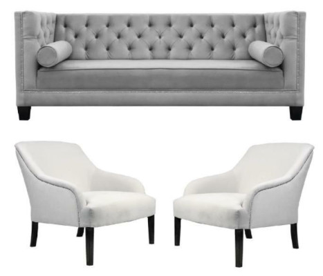 Gray Chesterfield Armchair White xxl Big Textile Fabric Couches Creative Furniture new
