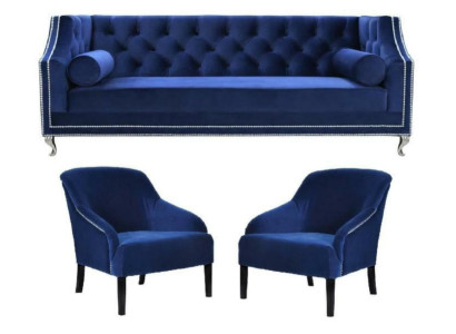 Blue e Chesterfield Armchair Blue xxl Textile Fabric Couches Group Furniture Suite Blue e Chesterfield Armchair Blue xxl Textile Fabric Couches Group Furniture Suite