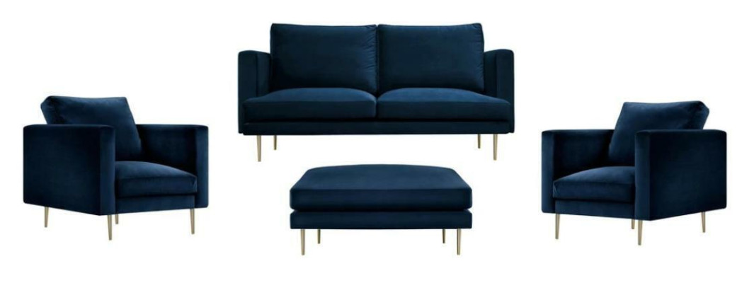 Sofa Group Seat Armchair Stool Furniture Textile Fabric Blue Two-seater Living room new