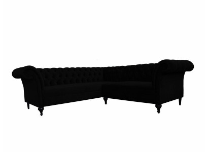 Black Chesterfield luxury L-shape couch