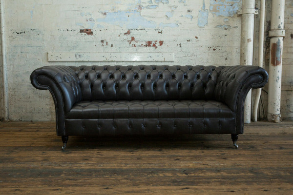 Black Modern Chesterfield Three Seater Luxury 3 Seater Couch