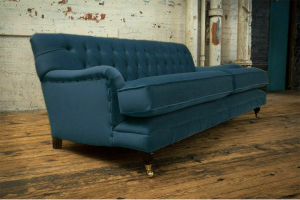 Blue Modern Chesterfield Three Seater Luxury 3 Seater Couch Living Room Sofa