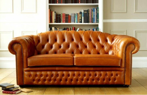 Chesterfield Sofa Couch Upholstery Fabric Leather Couches Brown Suite 3 Seater