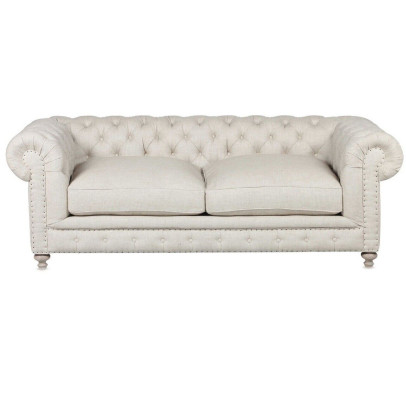 White Upholstery Chesterfield 3-Seater Luxury Living room Sofa