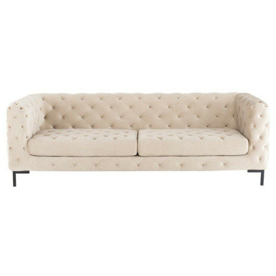 Beige designer Chesterfield three seater luxury living room couch