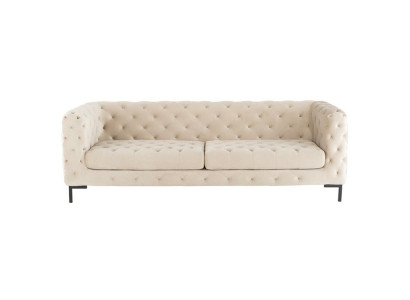 Beige designer Chesterfield three seater luxury living room couch