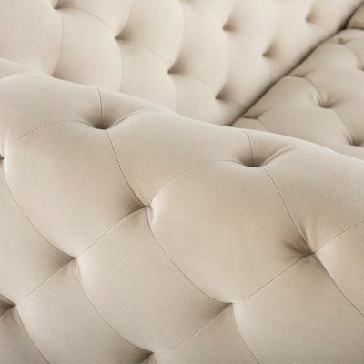 Beige designer Chesterfield three seater luxury living room couch