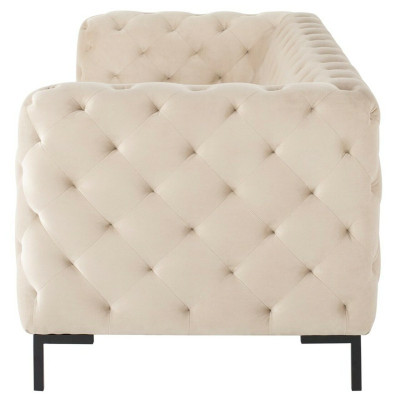 Beige designer Chesterfield three seater luxury living room couch