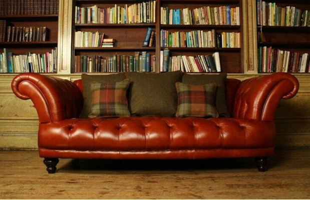 Brown Leather Chesterfield Sofa Couch Upholstery Fabric couchen Suite 3 Seater new