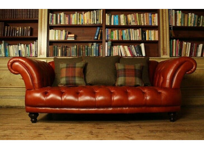 Brown Leather Chesterfield Sofa Couch Upholstery Fabric couchen Suite 3 Seater new