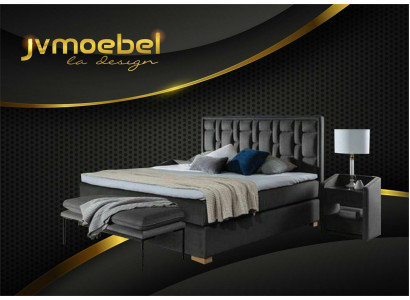 Chesterfield Double bed Bedroom Velvet Beds Bed frame Bedside table 3-piece set