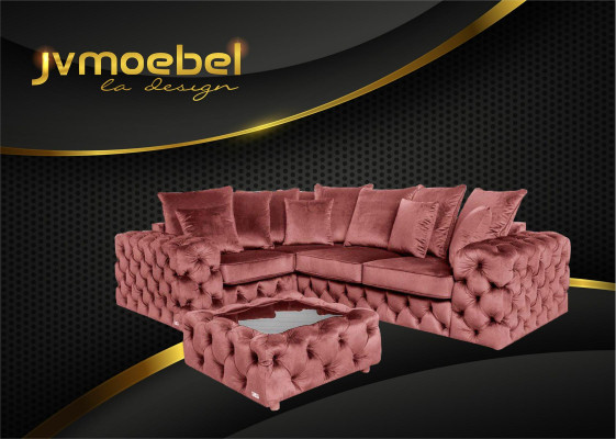 Chesterfield Corner sofa Corner sofa Upholstery Corner Suite Couches Sofa Couch Velvet new