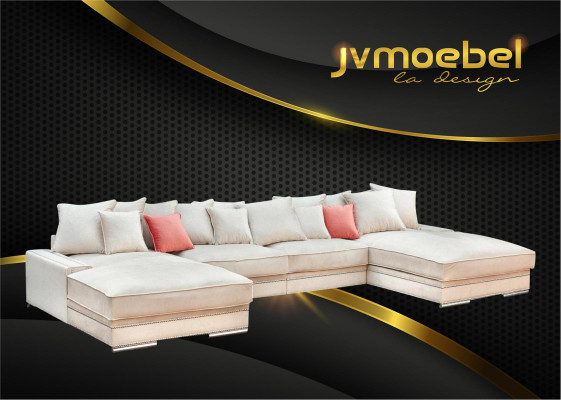 Luxury Textile Modern Design Corner sofa in U-shape Living landscape upholstered corner new