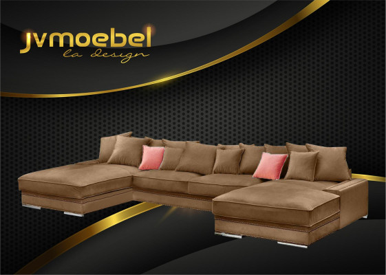 Luxury Textile Modern Design Corner sofa in U-shape Living landscape upholstered corner new