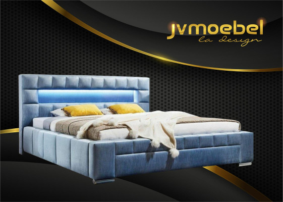 Luxury Box Spring Bed Fabric Hotel Blue e Beds Bedroom Furniture Design Double