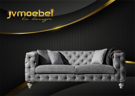 Three seater fabric living room gray design sofa sofas velvet xxl big upholstery couches