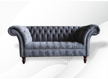 Chesterfield 3 Seater Living room Couch Sofa Upholstery Seat Textile Suite Gray