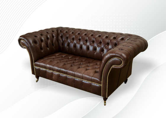 Chesterfield Velvet Designer Sofa 2 Seater Couch Textile Leather Suite Brown new